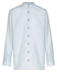 Мужская голубая льняная рубашка с длинным рукавом от Labrum London