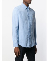 Мужская голубая льняная рубашка с длинным рукавом от Ralph Lauren