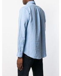 Мужская голубая льняная рубашка с длинным рукавом от Ralph Lauren