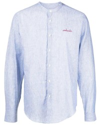 Мужская голубая льняная рубашка с длинным рукавом от Maison Labiche