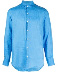 Мужская голубая льняная рубашка с длинным рукавом от MC2 Saint Barth