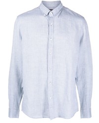 Мужская голубая льняная рубашка с длинным рукавом от Michael Kors