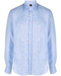 Мужская голубая льняная рубашка с длинным рукавом от Mp Massimo Piombo