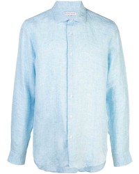 Мужская голубая льняная рубашка с длинным рукавом от Orlebar Brown