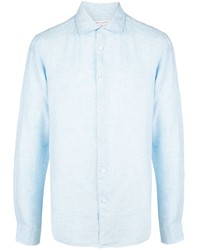 Мужская голубая льняная рубашка с длинным рукавом от Orlebar Brown
