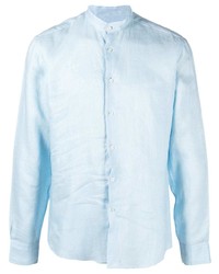 Мужская голубая льняная рубашка с длинным рукавом от PENINSULA SWIMWEA
