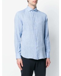 Мужская голубая льняная рубашка с длинным рукавом от Orian