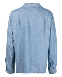 Мужская голубая льняная рубашка с длинным рукавом от Xacus