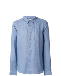 Мужская голубая льняная рубашка с длинным рукавом от Ps By Paul Smith