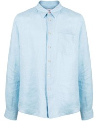 Мужская голубая льняная рубашка с длинным рукавом от PS Paul Smith
