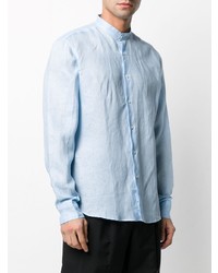 Мужская голубая льняная рубашка с длинным рукавом от PENINSULA SWIMWEA