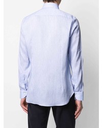 Мужская голубая льняная рубашка с длинным рукавом от Canali