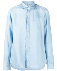 Мужская голубая льняная рубашка с длинным рукавом от Tintoria Mattei