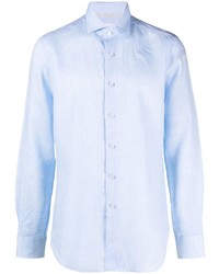 Мужская голубая льняная рубашка с длинным рукавом от Xacus