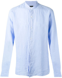 Мужская голубая льняная рубашка с длинным рукавом от Z Zegna