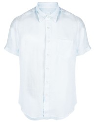 Мужская голубая льняная рубашка с коротким рукавом от 120% Lino