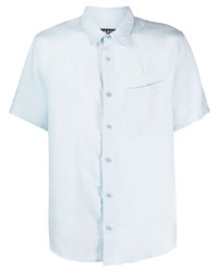 Мужская голубая льняная рубашка с коротким рукавом от A.P.C.