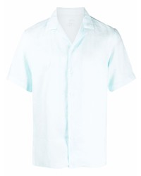 Мужская голубая льняная рубашка с коротким рукавом от Altea