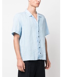 Мужская голубая льняная рубашка с коротким рукавом от Peserico