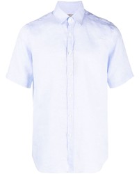 Мужская голубая льняная рубашка с коротким рукавом от Canali