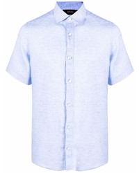 Мужская голубая льняная рубашка с коротким рукавом от Ermenegildo Zegna