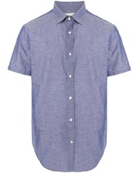 Мужская голубая льняная рубашка с коротким рукавом от Kent & Curwen