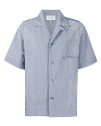 Мужская голубая льняная рубашка с коротким рукавом от Maison Margiela