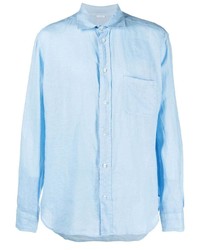 Мужская голубая льняная рубашка с коротким рукавом от Malo