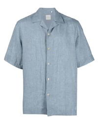 Мужская голубая льняная рубашка с коротким рукавом от Paul Smith