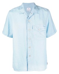 Мужская голубая льняная рубашка с коротким рукавом от PS Paul Smith