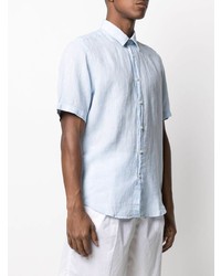 Мужская голубая льняная рубашка с коротким рукавом от BOSS