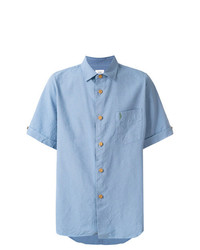 Мужская голубая льняная рубашка с коротким рукавом от VISVIM