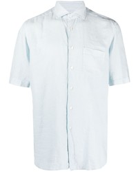 Мужская голубая льняная рубашка с коротким рукавом от Xacus