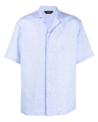 Мужская голубая льняная рубашка с коротким рукавом от Z Zegna