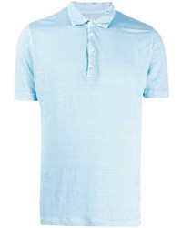 Мужская голубая льняная футболка-поло от 120% Lino