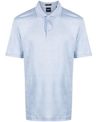 Мужская голубая льняная футболка-поло от BOSS