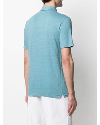 Мужская голубая льняная футболка-поло от Massimo Alba
