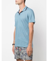 Мужская голубая льняная футболка-поло от Orlebar Brown