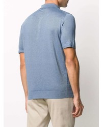 Мужская голубая льняная футболка-поло от Corneliani