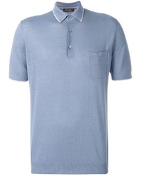 Мужская голубая льняная футболка-поло от Loro Piana