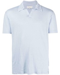 Мужская голубая льняная футболка-поло от Officine Generale