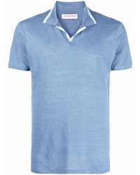 Мужская голубая льняная футболка-поло от Orlebar Brown
