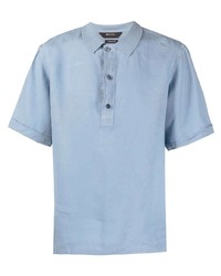Мужская голубая льняная футболка-поло от Z Zegna