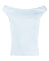 Голубая майка с вышивкой