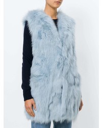 Женская голубая меховая безрукавка от Dondup