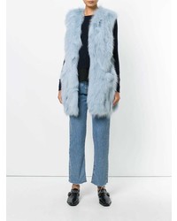 Женская голубая меховая безрукавка от Dondup