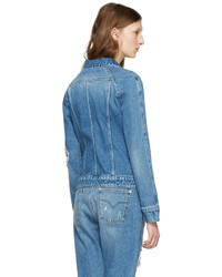 Женская голубая рваная джинсовая куртка от Versus