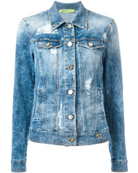 Женская голубая рваная джинсовая куртка от Versace