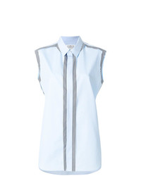 Женская голубая рубашка без рукавов в вертикальную полоску от Maison Margiela