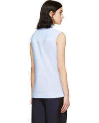 Женская голубая рубашка без рукавов от Paco Rabanne
